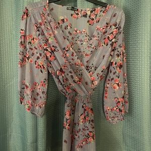 Express purple floral shirt